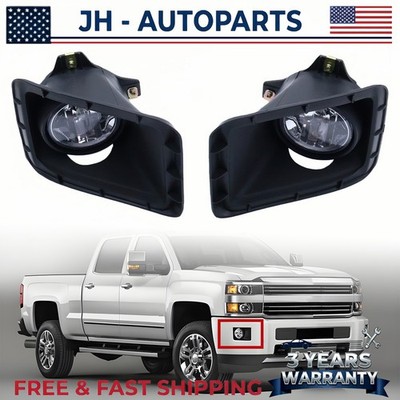 Left & Right Fog Light Bezel For Chevrolet Silverado 2500HD 3500 2015-2019 6.6L