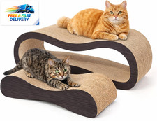 2 in 1 Cat Scratcher Cardboard Lounge Bed, Cat Scratching Post, Durable Board Pa