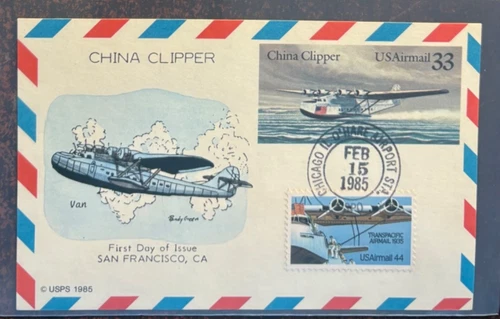 #C115/#UXC22 China Clipper FDC post card Van cachet