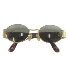 Gianni Versace Medusa Sunglasses S71 Brown Gold Oval Frame Green Lens Rare