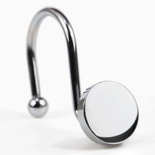 Chrome Shower Curtain Hooks Rings: Silver Round Button 1.4 inches, Sliver 