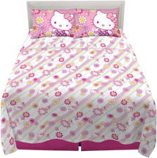 Hello Kitty Bedding Super Soft Microfiber Sheet Set, Queen, Hello Kitty, Offici