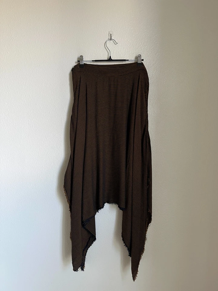 Falda drapeada con dobladillo pañuelo a rayas RAQUEL ALLEGRA en marrón/azul marino talla 2/MEDIANA Foto 4 de 4