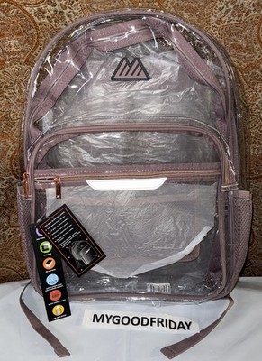 New Clear Backpack Summit Ridge Clear Travel Dusty Rose Fabric & Vinyl PVC $59