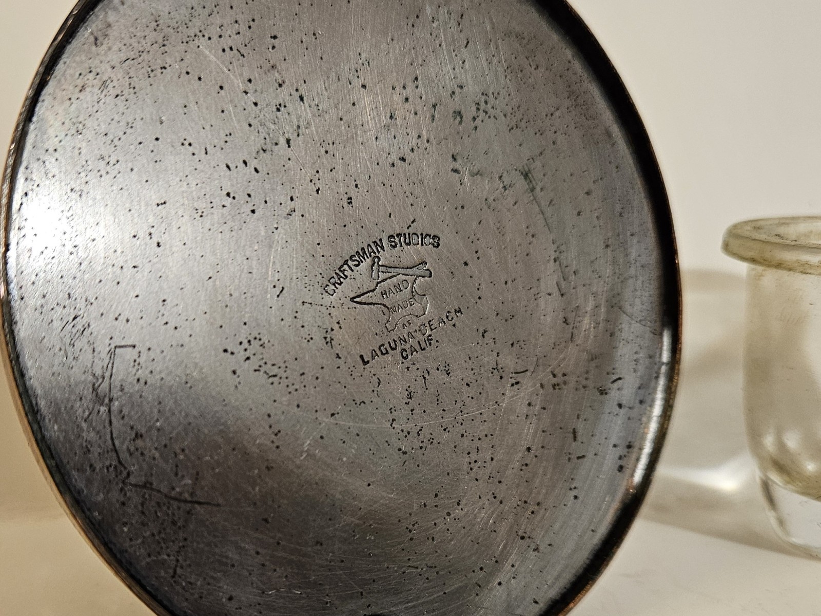 Craftsman Studios Laguna Beach Hammered Copper Desk Set Inkwell Tray Opener