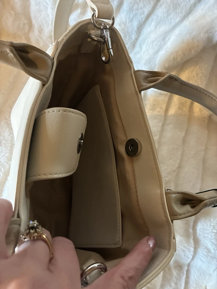 BCBG Max Azria Two Tone Tote Bag Beige Optional Crossbody, NWT MSRP $98 - Image 3 of 4