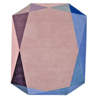 ''Modern Geometric Area Rug - Stylish Multi-Tone Pink & Blue Abstract Carpet,