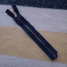 Vintage 7" Metal Talon Brass Zipper Navy Blue USA Made Trouser pants