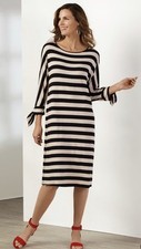 Soft Surroundings Black Oatmeal Striped Soft Stretch Adrift Dress XL