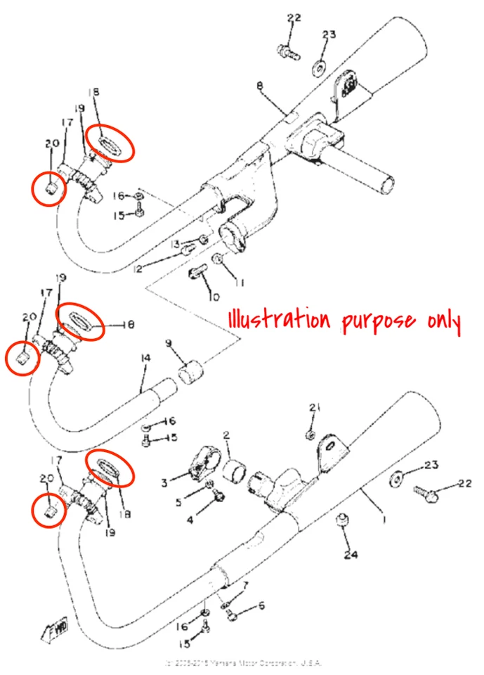 Exhaust Manifold Gasket Repair Set Yamaha XS750, XS750S, XS850, XS850L, XS850S - Image 2 of 2