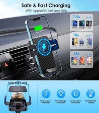 Wireless Car Charger, MOKPR 15W Fast Charging Auto-Clamping Phone Mount Air Vent
