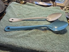 Vintage Pair Enamelware Spoons Original