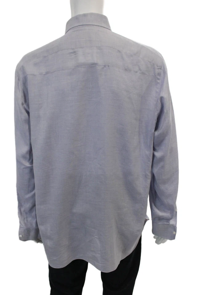 Camisa informal Isaia para mujer manga larga cuello abotonado azul talla 16 Foto 3 de 4