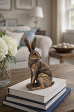 Decorative Sitting Hare Ornament Resin Sculpture 15cm Home Décor