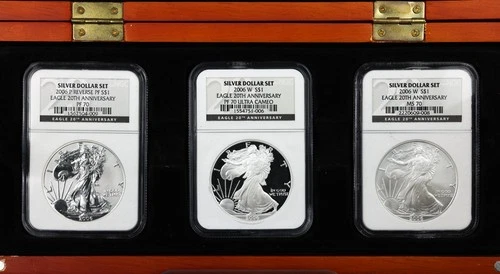2006-W-P Silver American Eagle Anniversary Set - Graded NGC PF70 MS70 Reverse RP