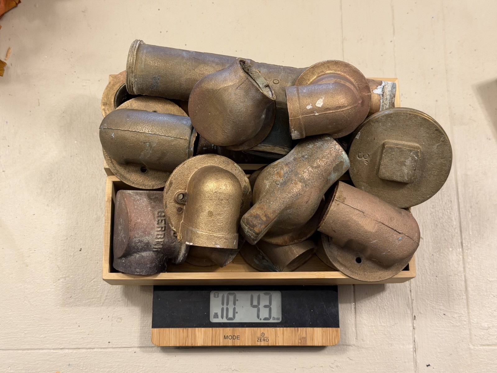 10+ Lb Heavy Cast Brass Foundry Melting Scrap Lot Drain Shoes 3" Cleanout Plug