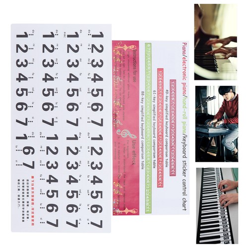 Piano Keyboard Stickers Scale Staff Decals Removeble For Synthesizer Hand Roll - Picture 22 of 22