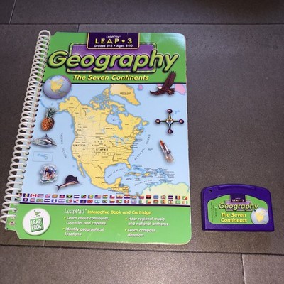 RARE LeapFrog LeapPad Leap 3 Geography Seven 7 Continents - Book & Cartridge