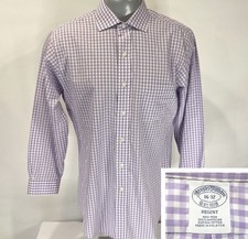 Brooks Brothers Regent Shirt Mens 16 - 32 Lavender Gingham Long Sleeve Button Up