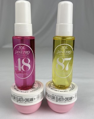 BUNDLE of 4 - Sol De Janeiro Cheirosa 87 & 48 Perfume Mists  & 2 Elasti-Cream 68