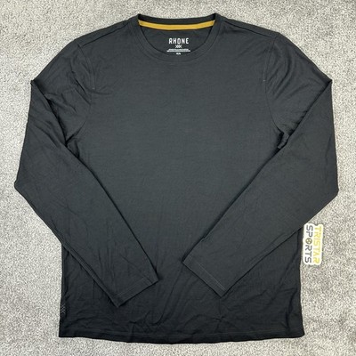 Rhone Shirt Mens Medium Black Merino Wool Long Sleeve Crew Performance Athletic