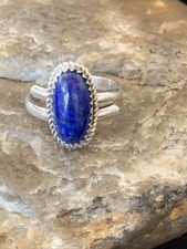 Women's Adjustable Navajo Lapis Lazuli Ring  Sterling Silver  Sz 6.5 12449