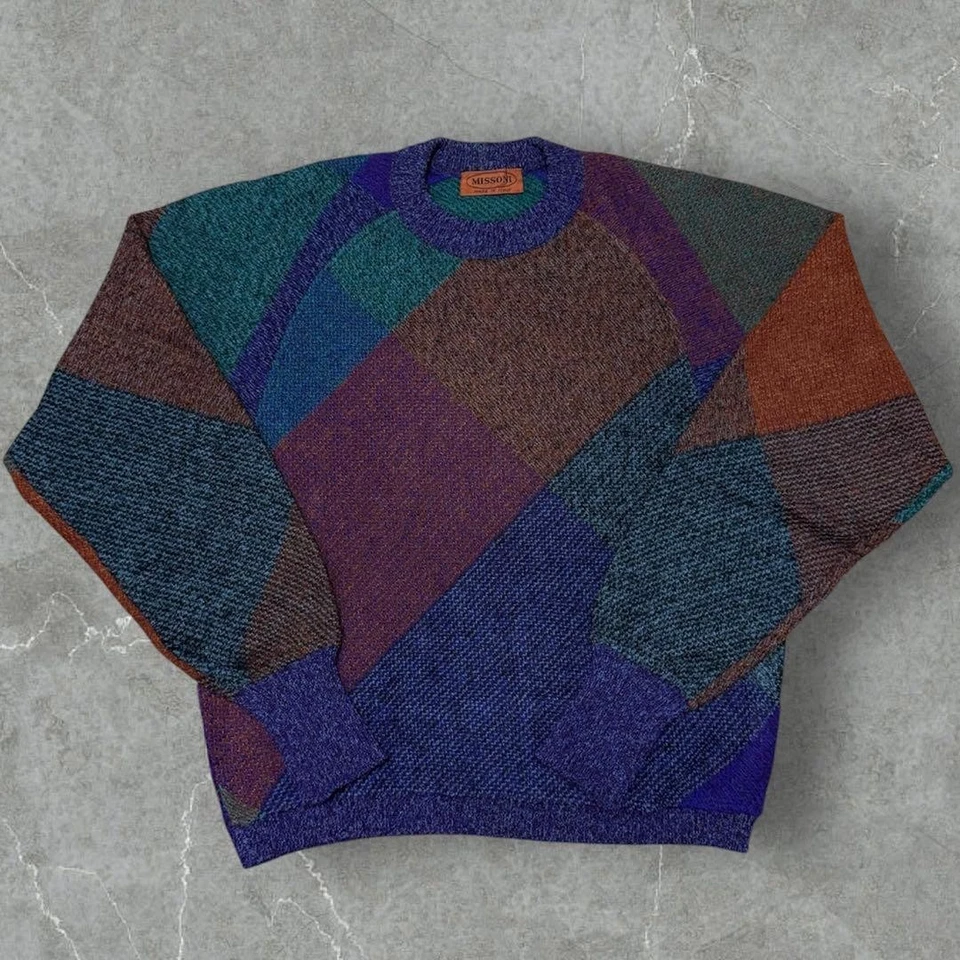 [EXC] Pull tricoté mohair Missoni années 90 multicolore patchwork orange :... - Photo 1/4