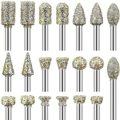20*Diamond Grinding Burr Drill Bits For Glass Engraving Cutting Lines Polishing