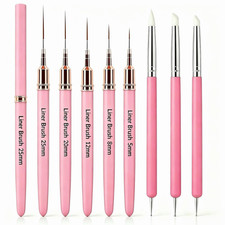 5Pcs Nail Art Liner Brushes, 3Pcs Dual Silicone Sculpture Dotting Pen