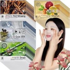 Premium Essence Face Mask Sheets Korea Glow & Nourishment (4types×10ea) 40pcs