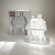 Mikasa Winters Cottage Frosted Crystal Candleholder 6.25" x 5" Vintage Nice