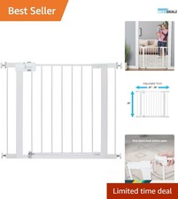 Easy Install Walk-Through Baby Gate: 28" Tall, Fits 29"-38" Doorways - White