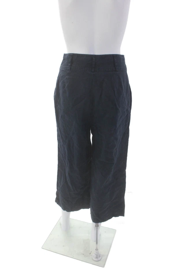 Calça casual Chelsea 28 feminina linho texturizado com zíper forrado fluido azul marinho tamanho 04 - Imagem 3 de 4