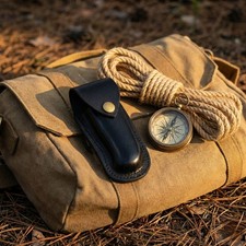 Handmade Leather Sheath for Buck 110 5" Folding Knife Vertical Belt Loop Black