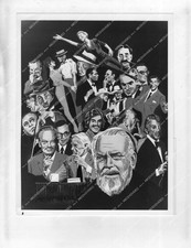 o72294 1976 orig photo artist sketch Orson Welles, Dean Martin, Johnny Carson, L