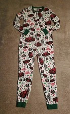 Buc-ees Little Red Truck Christmas Zip Up Thermal One Piece PJs Youth XL