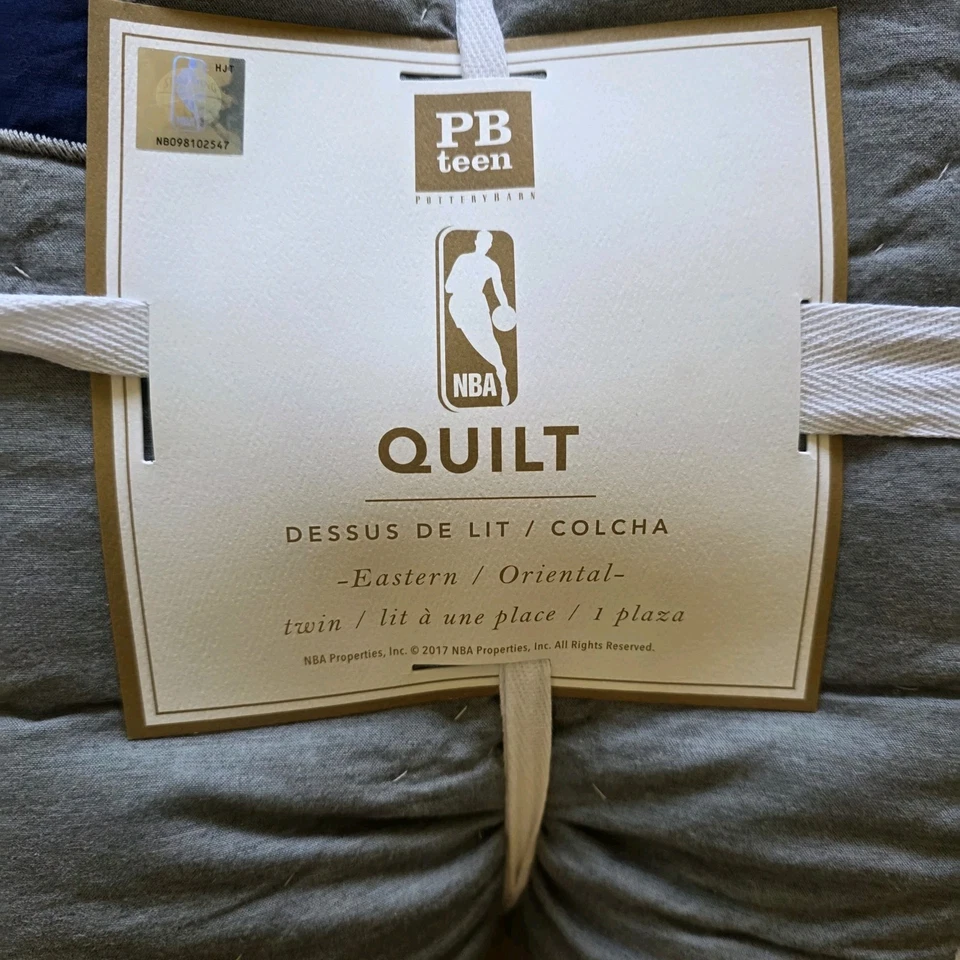 Pottery Barn Teen NBA Eastern Conference Grey Quilt TWIN Patches 68”x86” TWIN XL - Image 3 of 4