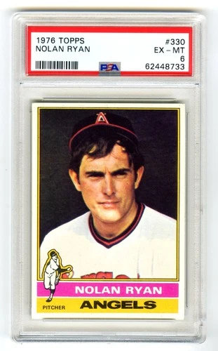 NOLAN RYAN~CALIF. ANGELS~1976 TOPPS PSA-6 EX-MT RARE WELL-CENTERED MLB CARD #330