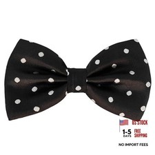 Mens Bow Tie Polka Dots, Boys L - Adults Z1 - Black and White Polka Dot