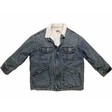 Levi s Sherpa Lined Jacket Vintage Denim Acid Wash Chore Size M San Francisco