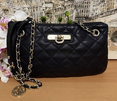 DKNY Black Quilted   Leather Chain Strap Shoulder / Crossbody Purse . EUC.