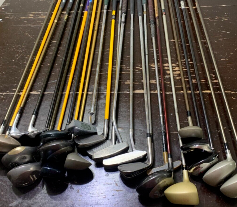 Lot of 25 Golf Clubs Drivers Irons Wedge Putters, Etc. Lefty & Righty