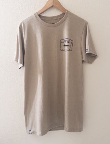 Mens Salty Crew Stealth Standard T-shirt Khaki Heather Size M - Picture 1 of 4