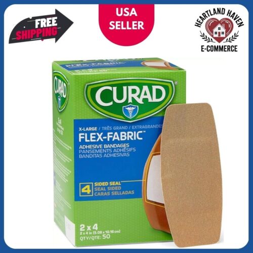 Medline CURAD Flex-Fabric Adhesive Bandages X-Large 2x4 50 Count