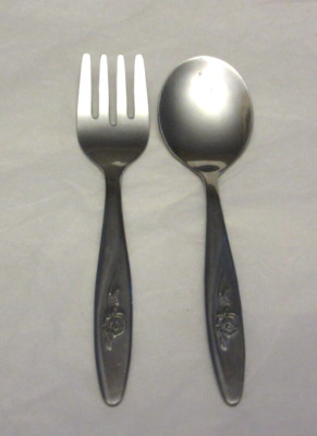VTG Evenflo Stainless Baby Fork & Spoon Flatware Set Taiwan