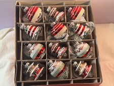 Radko shiny brite christmas ornaments set of 12 bells beehives EX9435