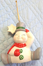 Unbranded Smiling Snowman Ornament Snowflake Scarf Top Hat