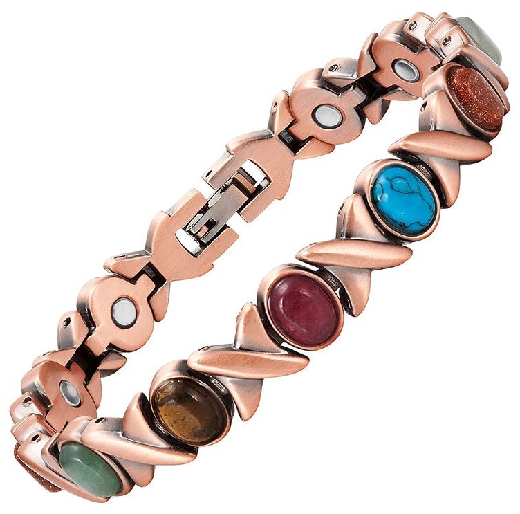 Bracelet magnétique en cuivre et véritables pierres pour retrouver la sérénité au bureau