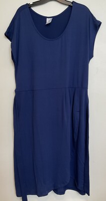 Serra womens Navy Blue Midi Dress Size XL knit short cap sleeve