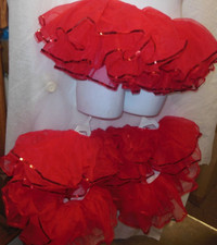 Lot of 3 red Organdy tutus Large adult with Sequin edging